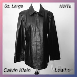 Beautiful Calvin Klein Leather Jacket - Sz L